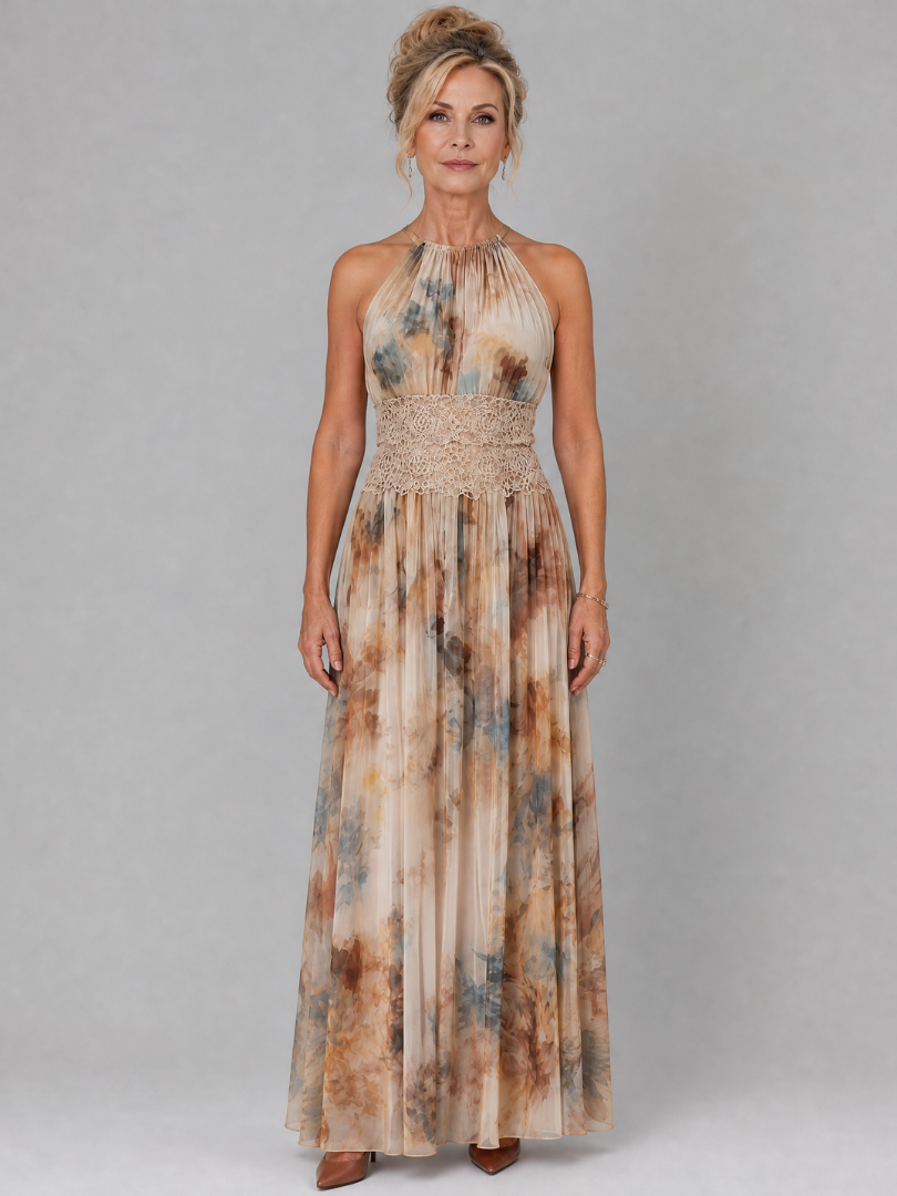 Elavenue halter maxi-jurk met kanten taille