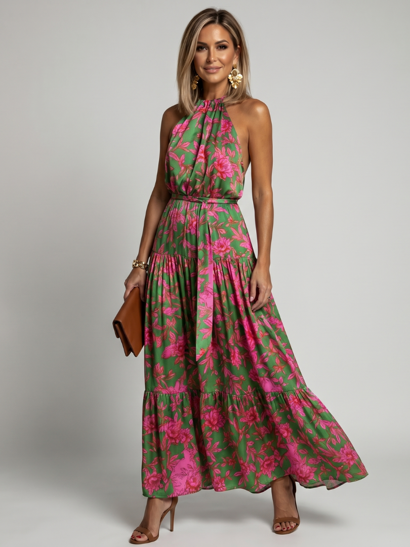 Rowen gedrapeerde halter midi-jurk