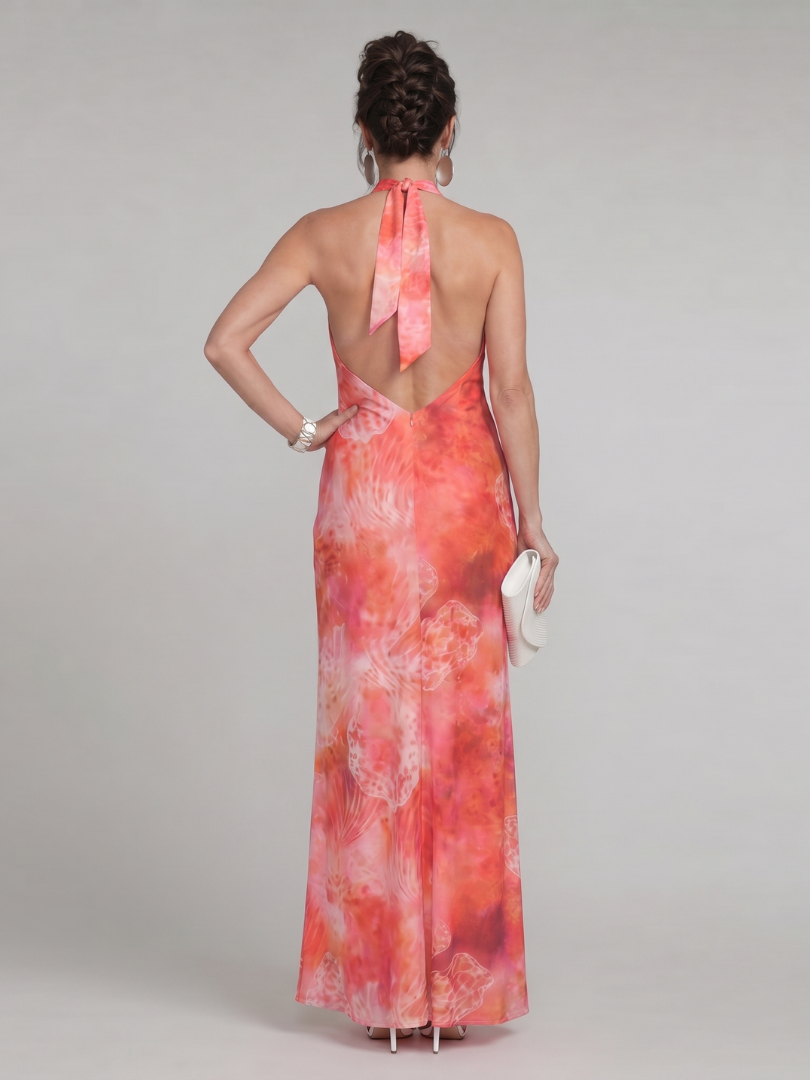 Coraline halter maxi-jurk met print