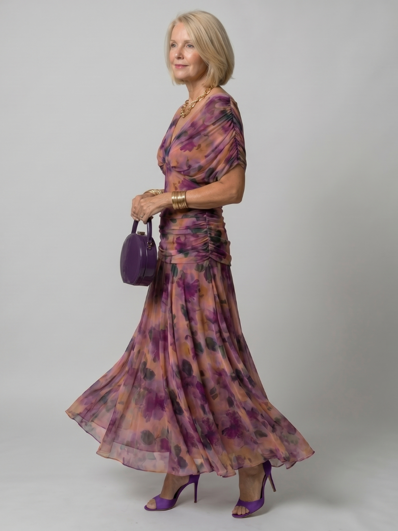 Calen off-shoulder midi-jurk