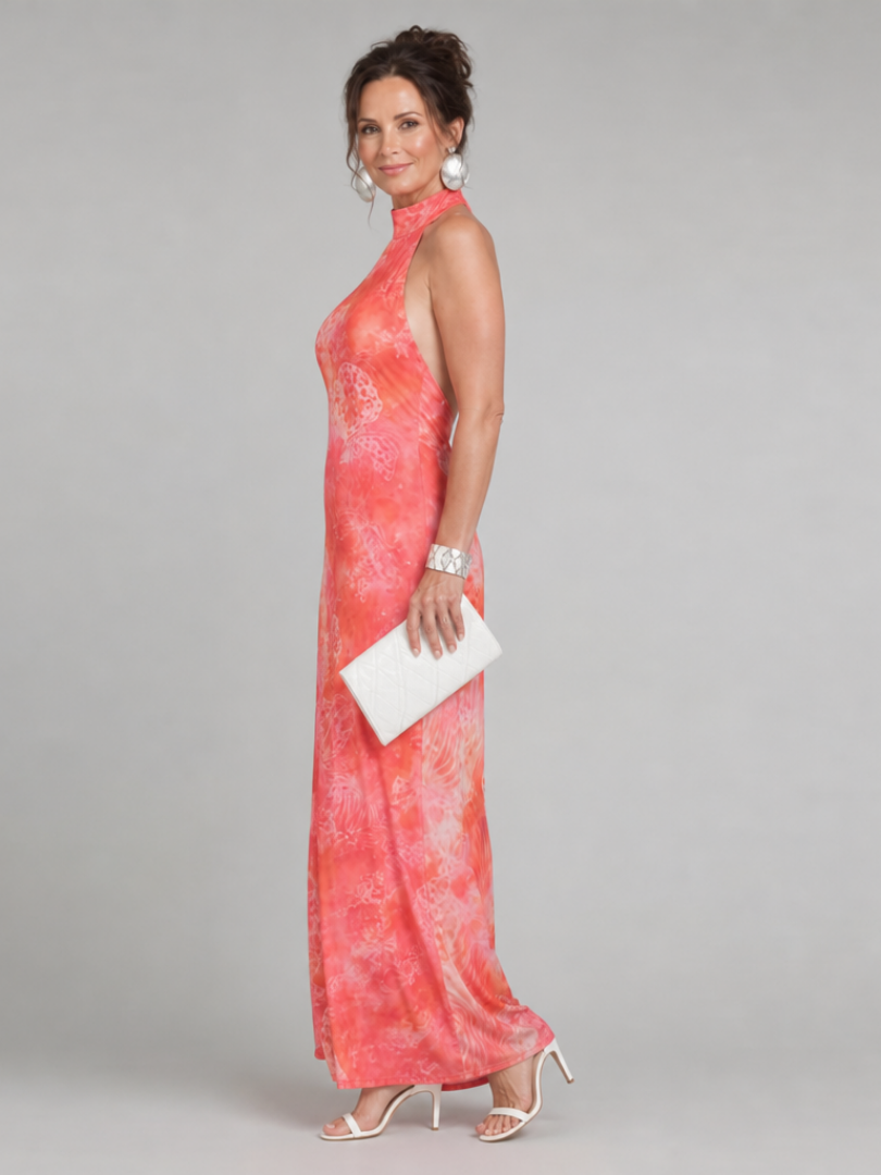 Coraline halter maxi-jurk met print