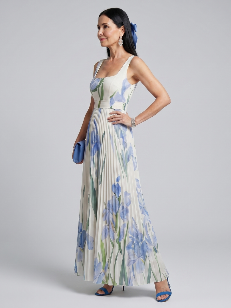 Ophelia mouwloze midi-jurk met vierkante hals