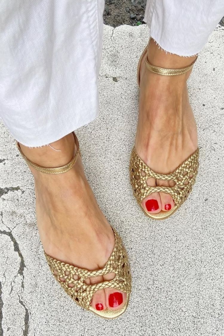 Isadora gevlochten sandalen in goud