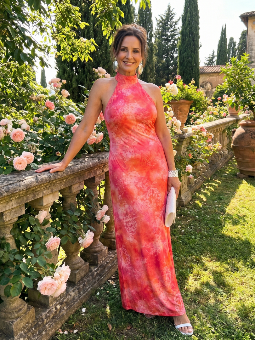 Coraline halter maxi-jurk met print
