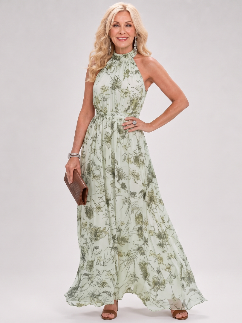 Guinevere midi-jurk met bloemenprint en zwierige rok