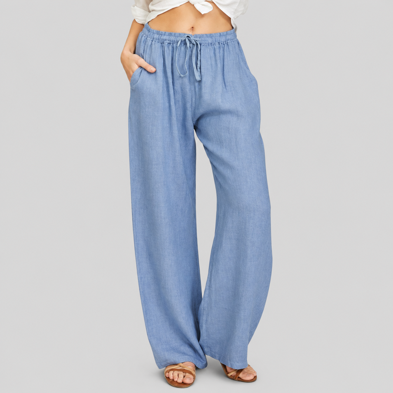 Enara wijde broek met koordtaille