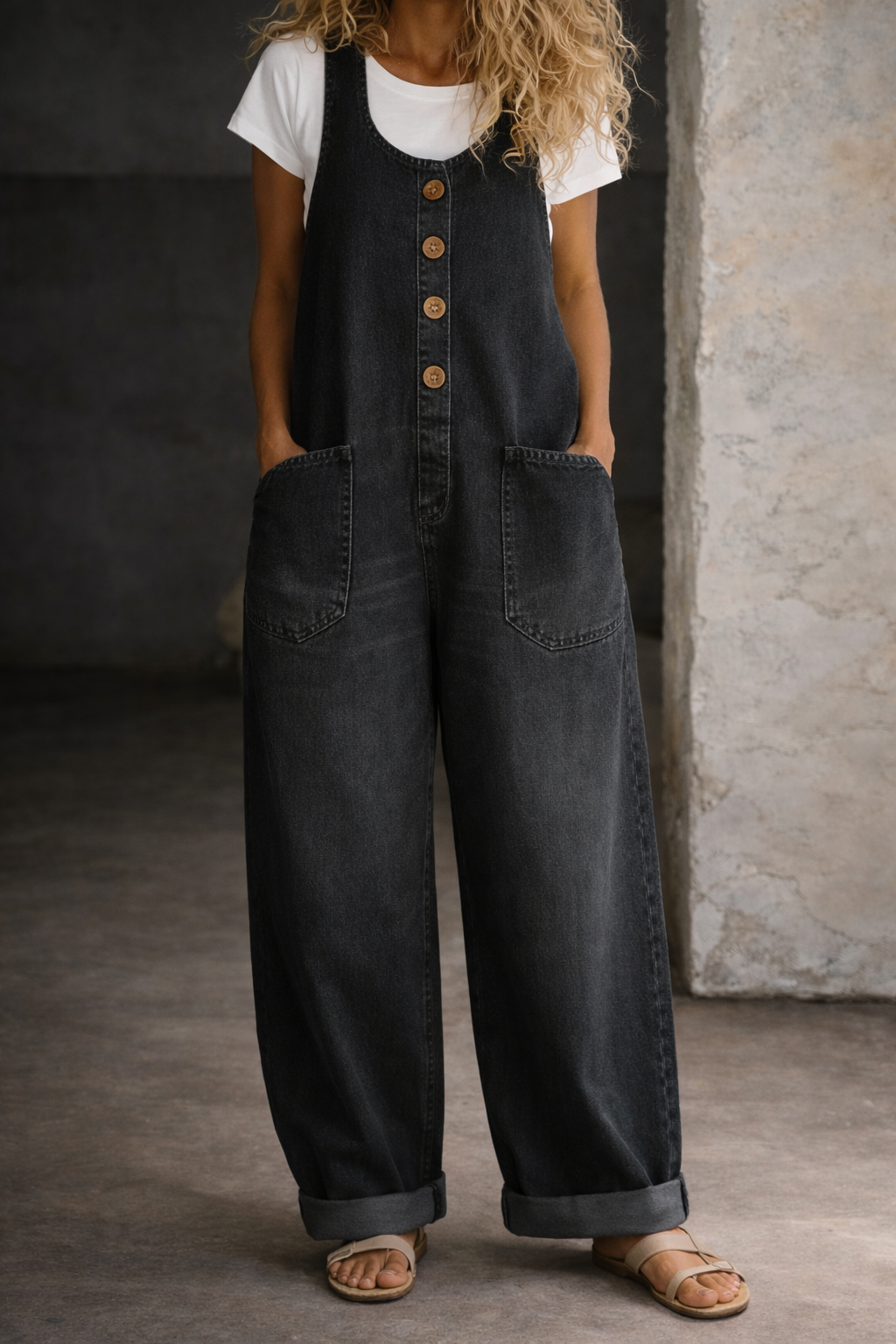 Bethany | Vintage gewassen denim salopette