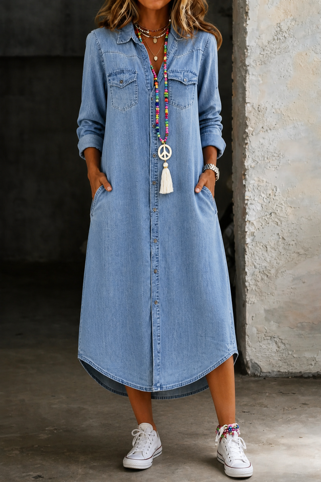 Helen | Casual elegante denim blousejurk