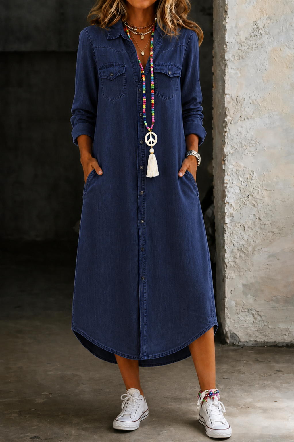 Helen | Casual elegante denim blousejurk
