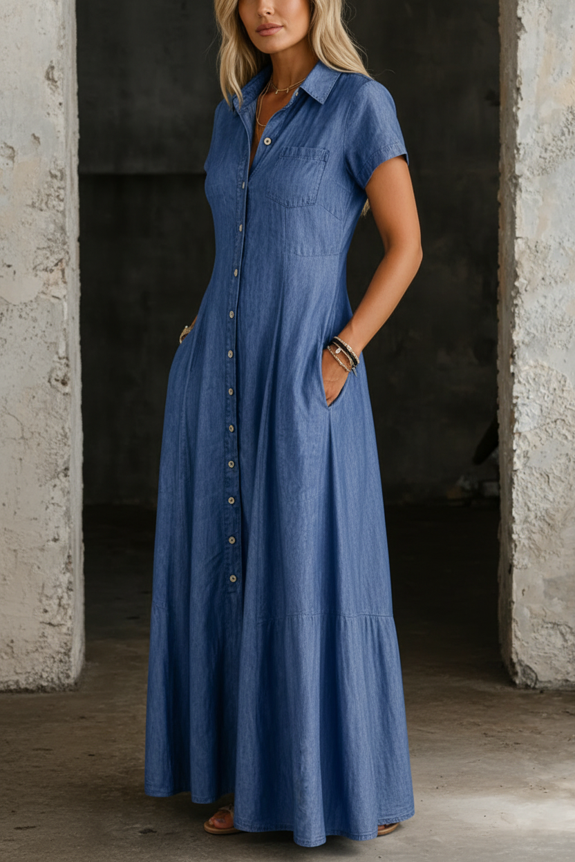Eliza | Lange denim jurk