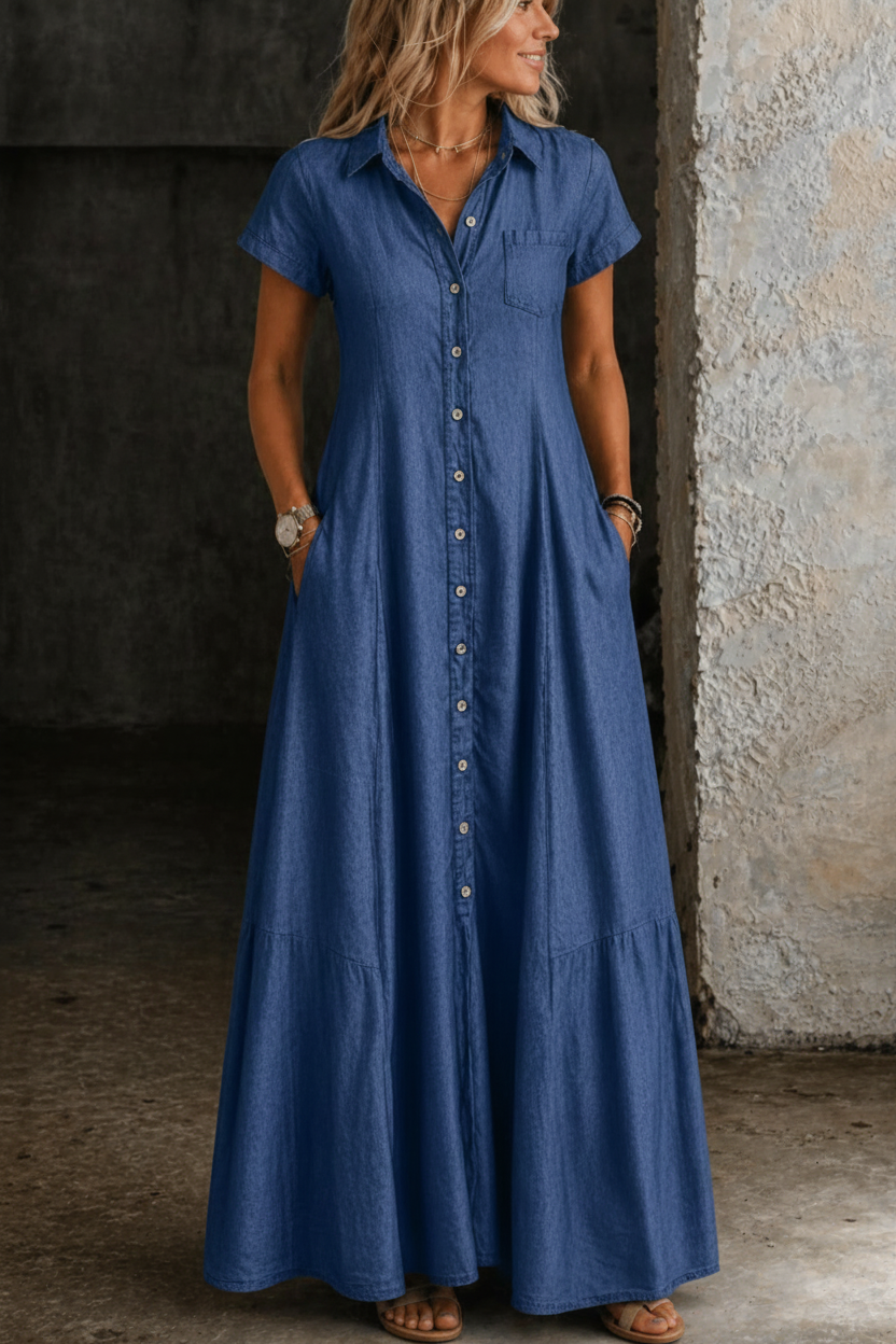 Mandy | Lange denim jurk