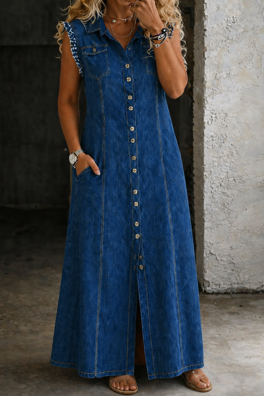 Liora | Denim jurk in grote maten
