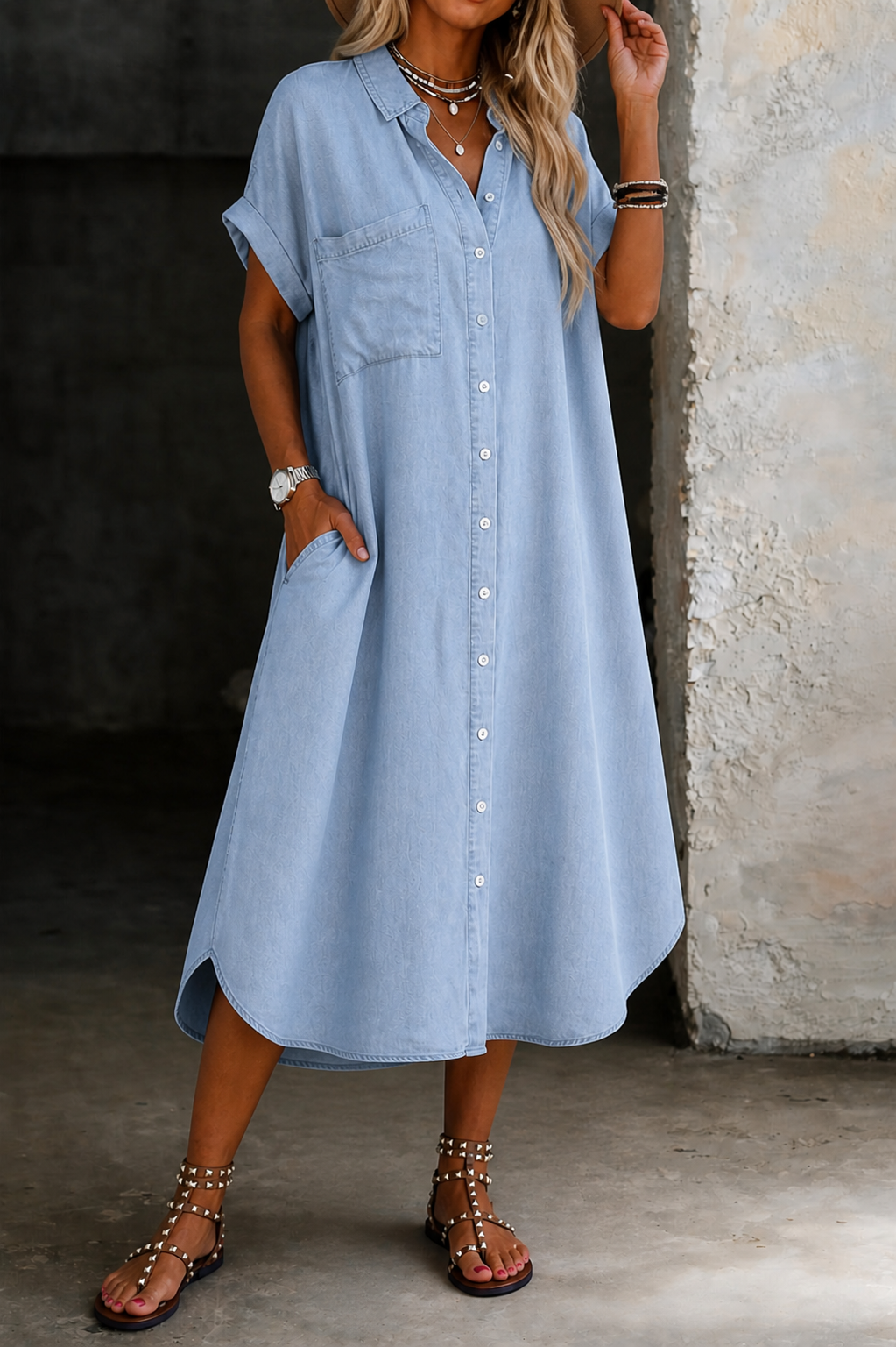 Karen | Lichte denim blousejurk