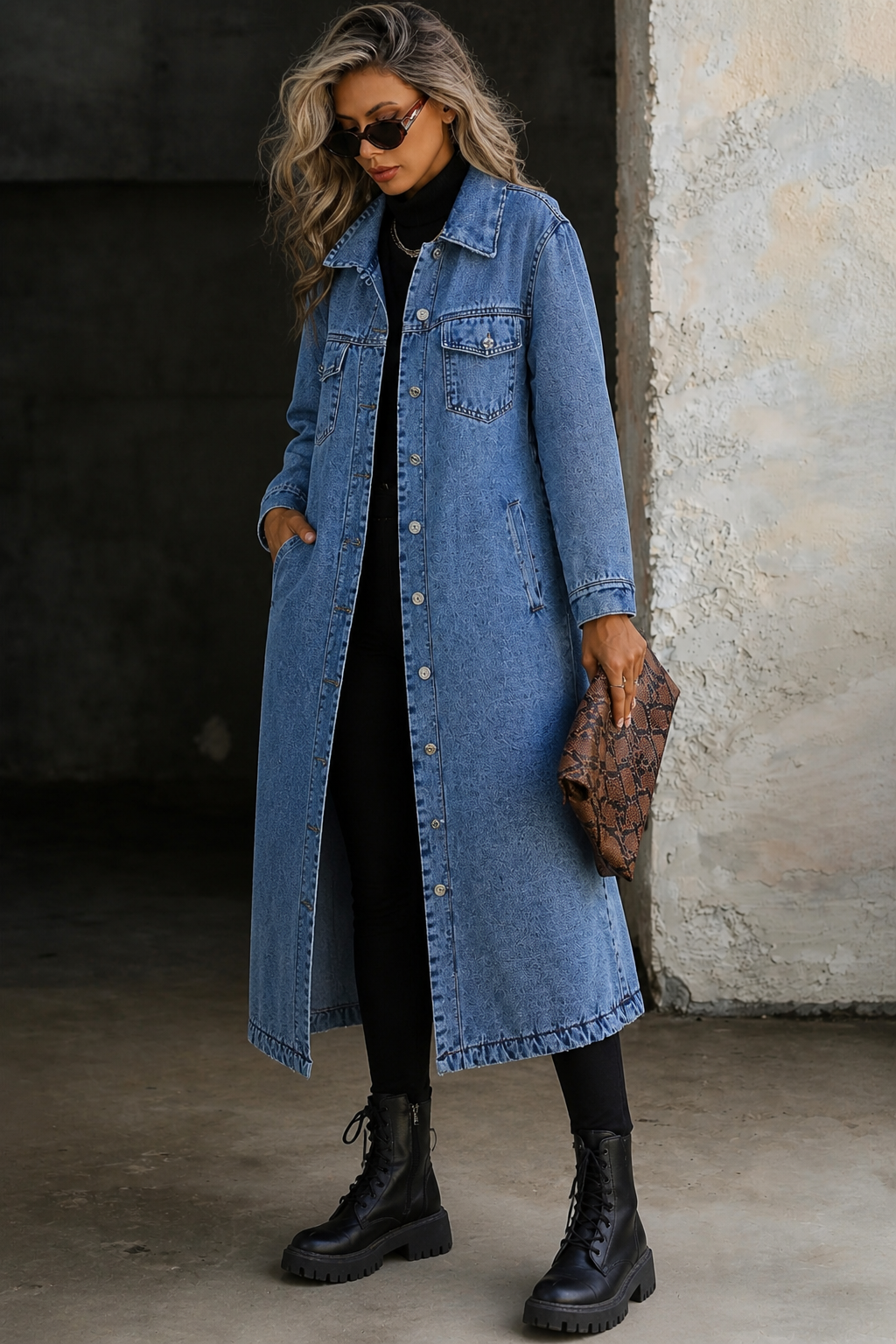 Maya | Lange stijlvolle denim jas
