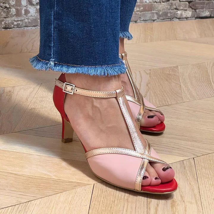 Elegante sandalen met T-bandje en enkelsluiting