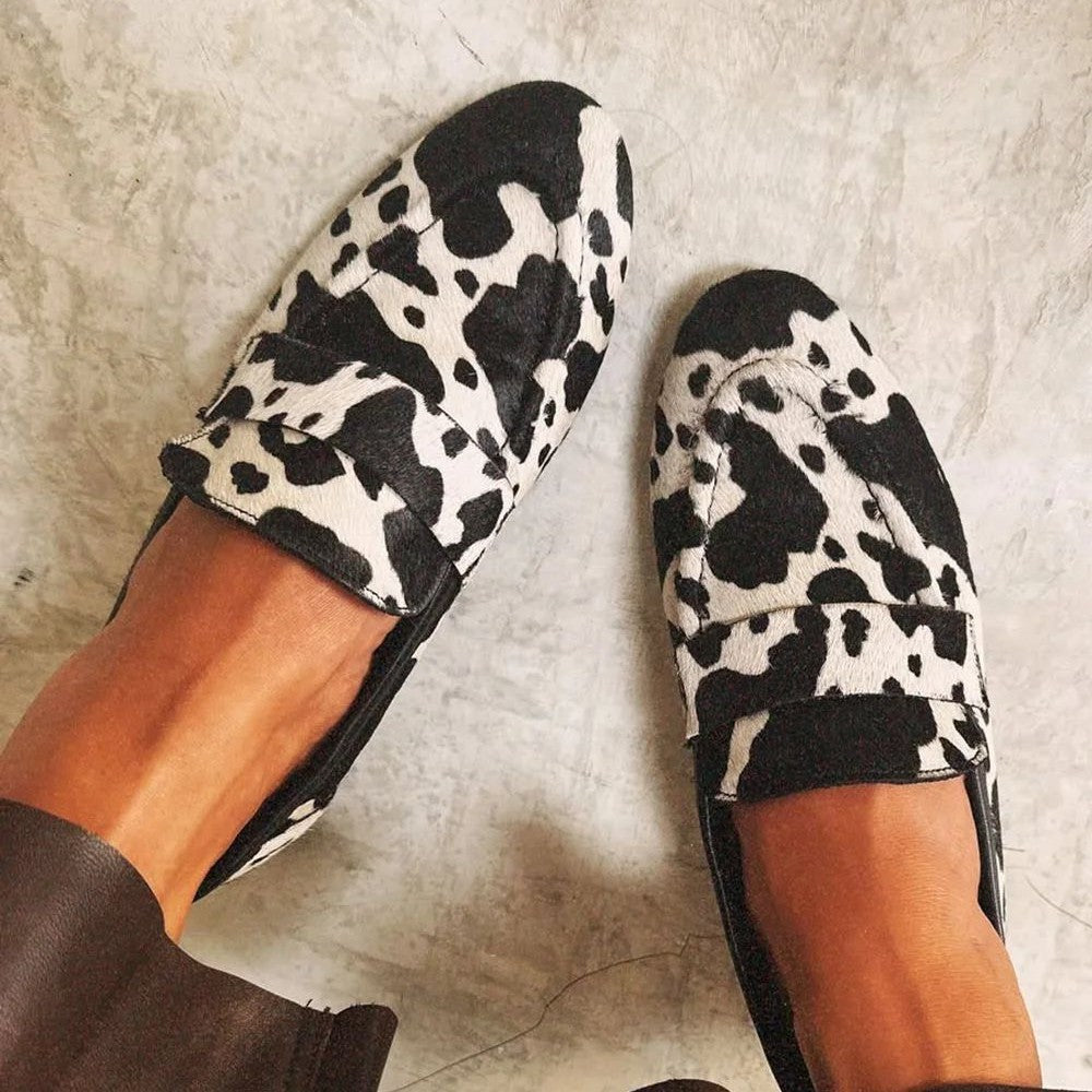 Elegante loafers met dierenprint in zwart-wit