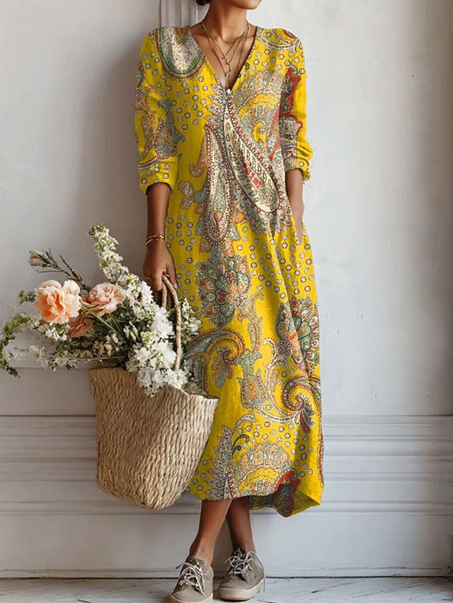 Roos bohemien maxi-jurk