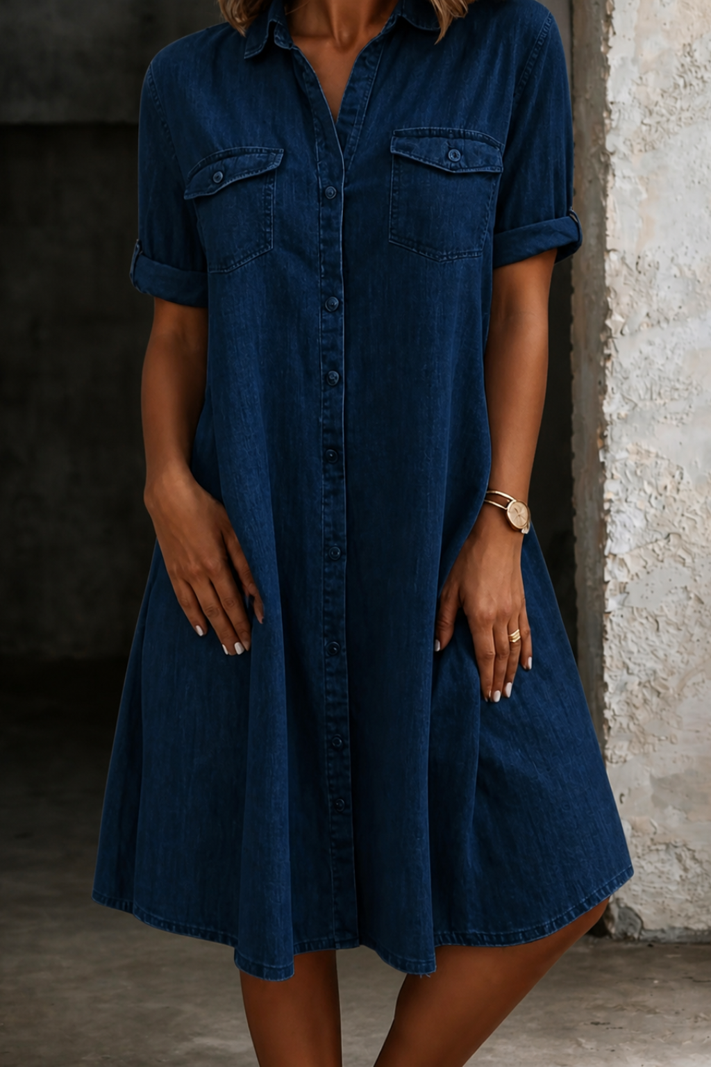 Patricia | Casual denim midi-jurk