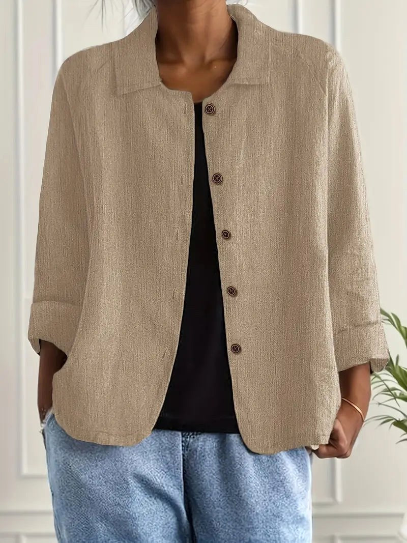 Adelheid doorknoopblouse in zand