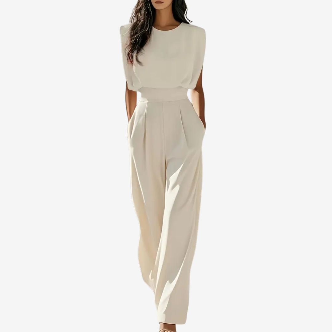 Ariia jumpsuit met gedefinieerde taille in crème