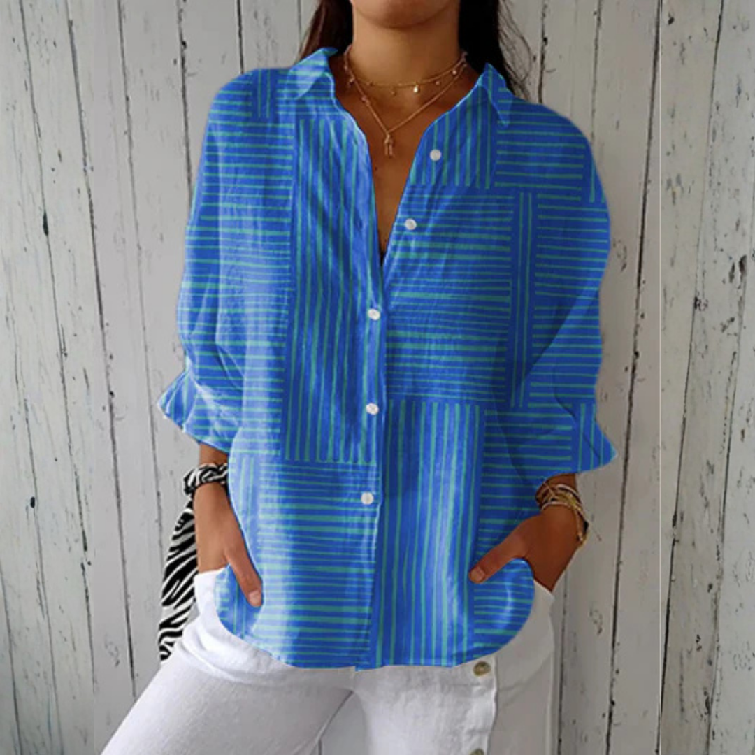 Ashley | Blouse met azuurblauwe strepen