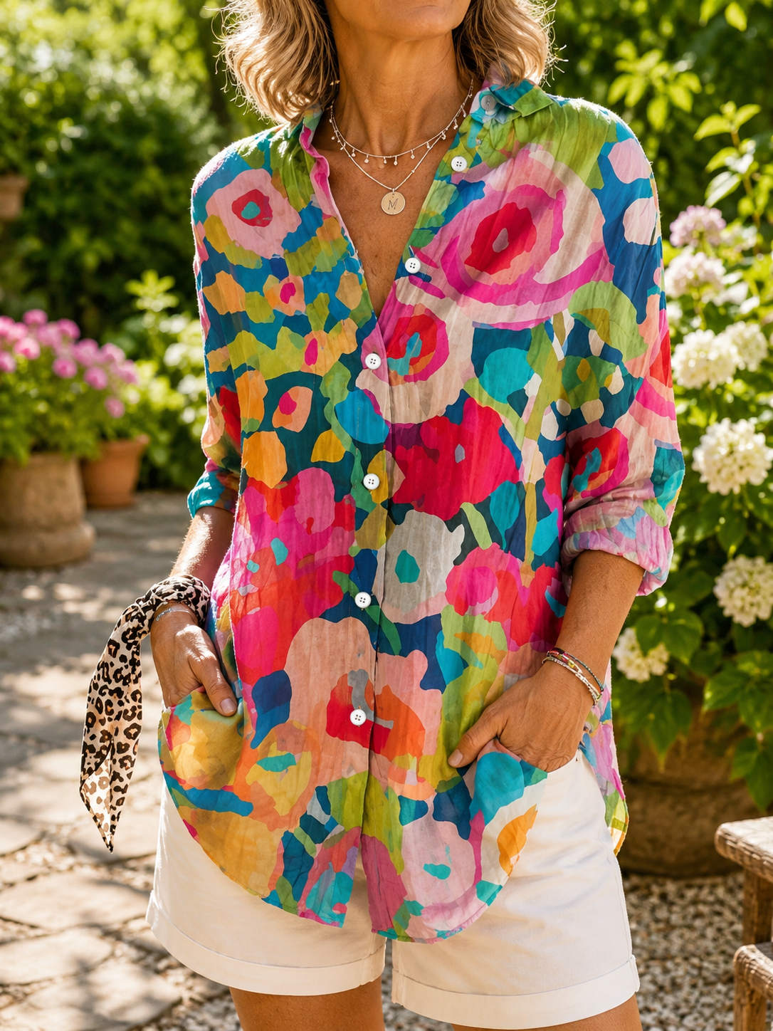 Deliane blouse met kleurrijke print