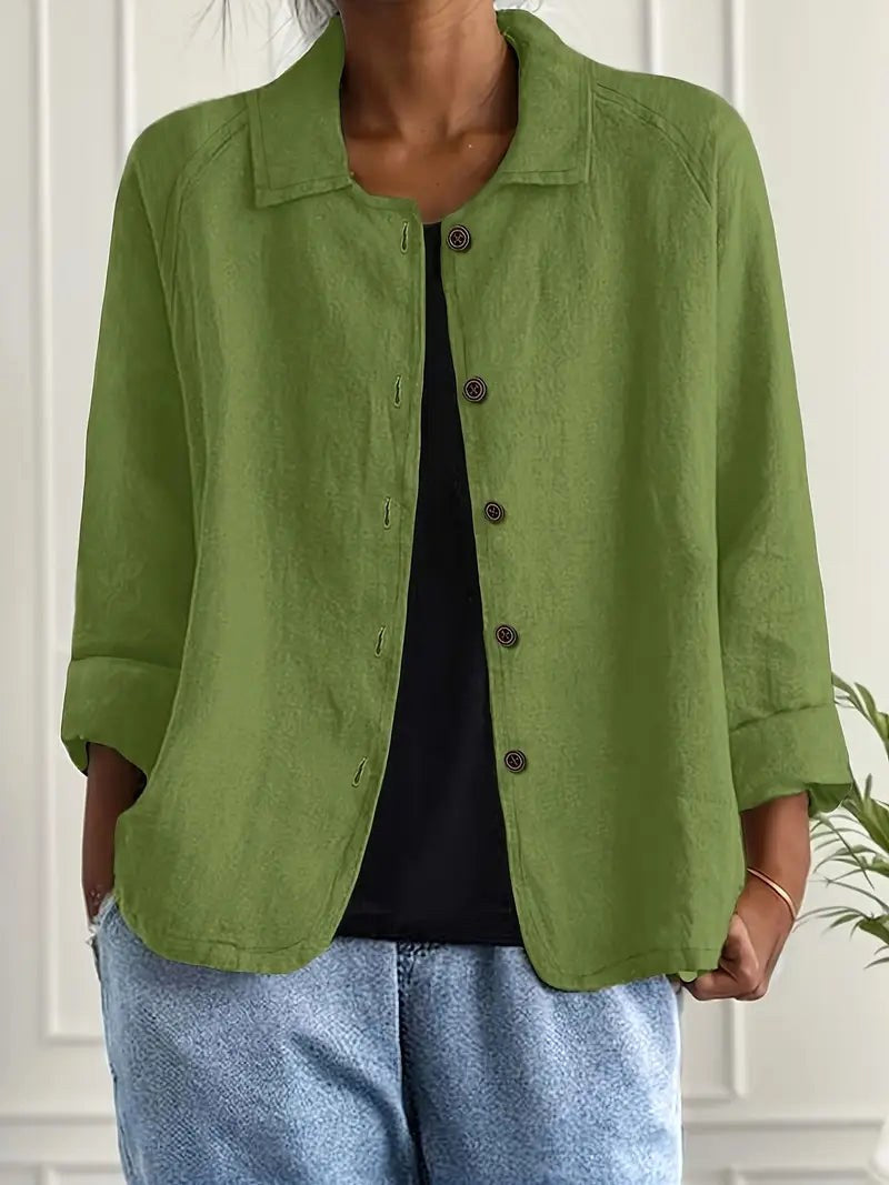 Calliste doorknoopblouse in mosgroen