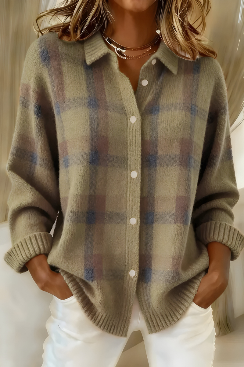 Candela geruit gebreid vest
