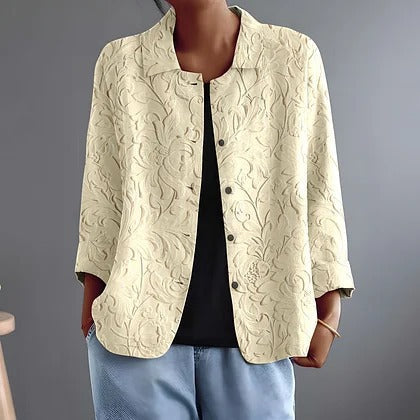 Delphinette elegante blouse met reliéfstructuur in crème