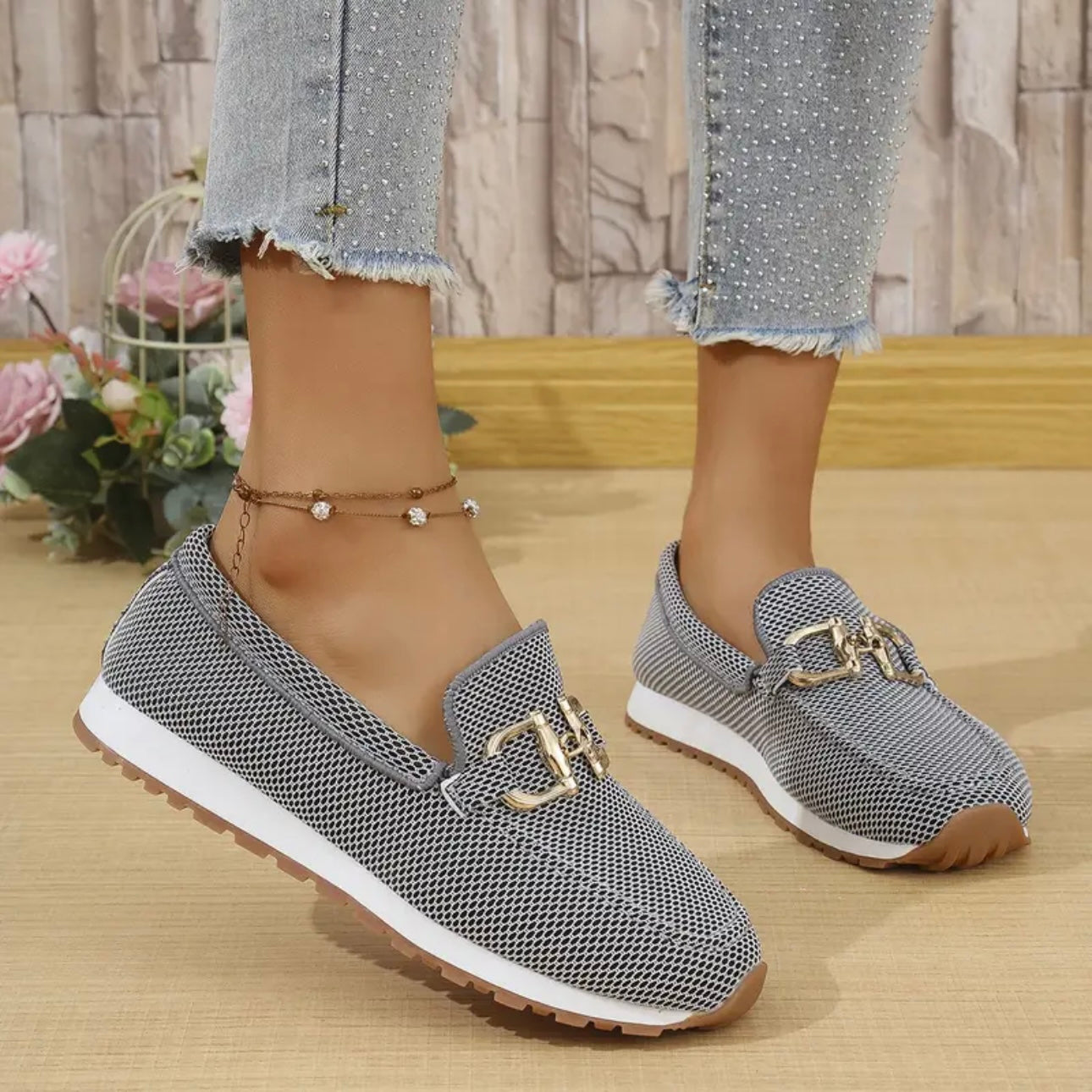 Elsie chique loafer-sneakers in grijs