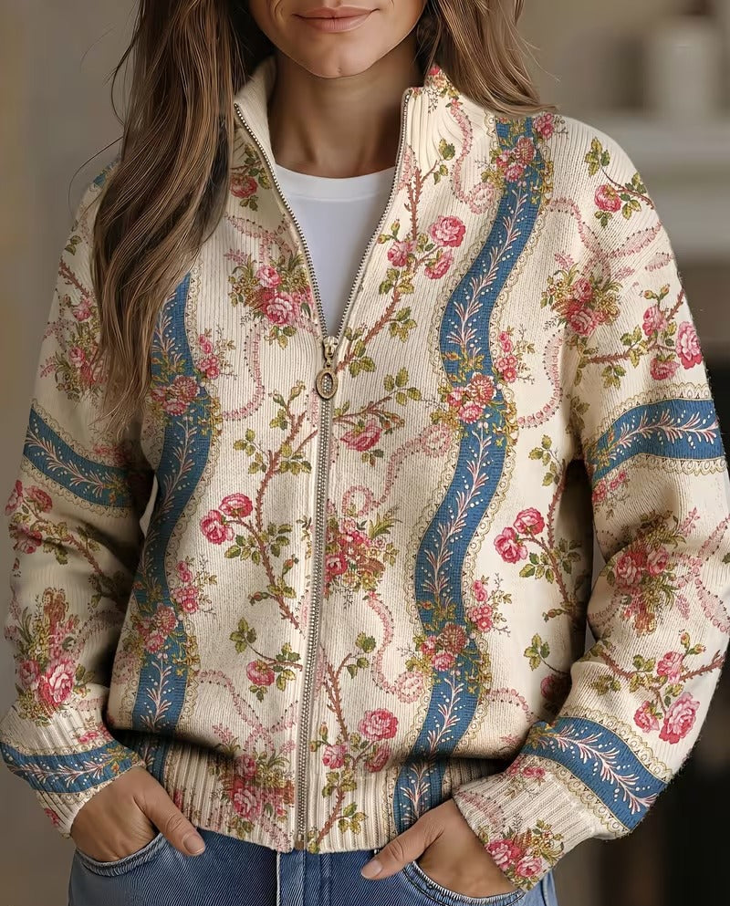 Eulalia vest met klimrozen en linten
