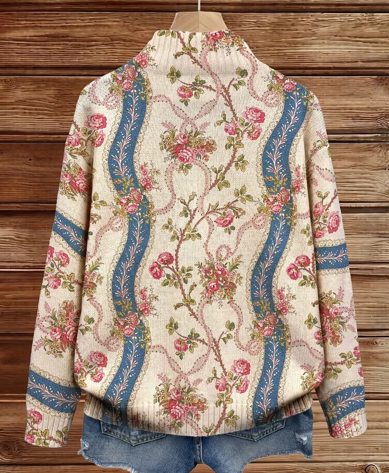 Eulalia vest met klimrozen en linten