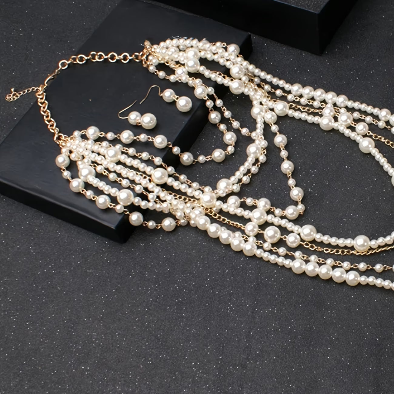 Boho statement set met meerlaagse parels