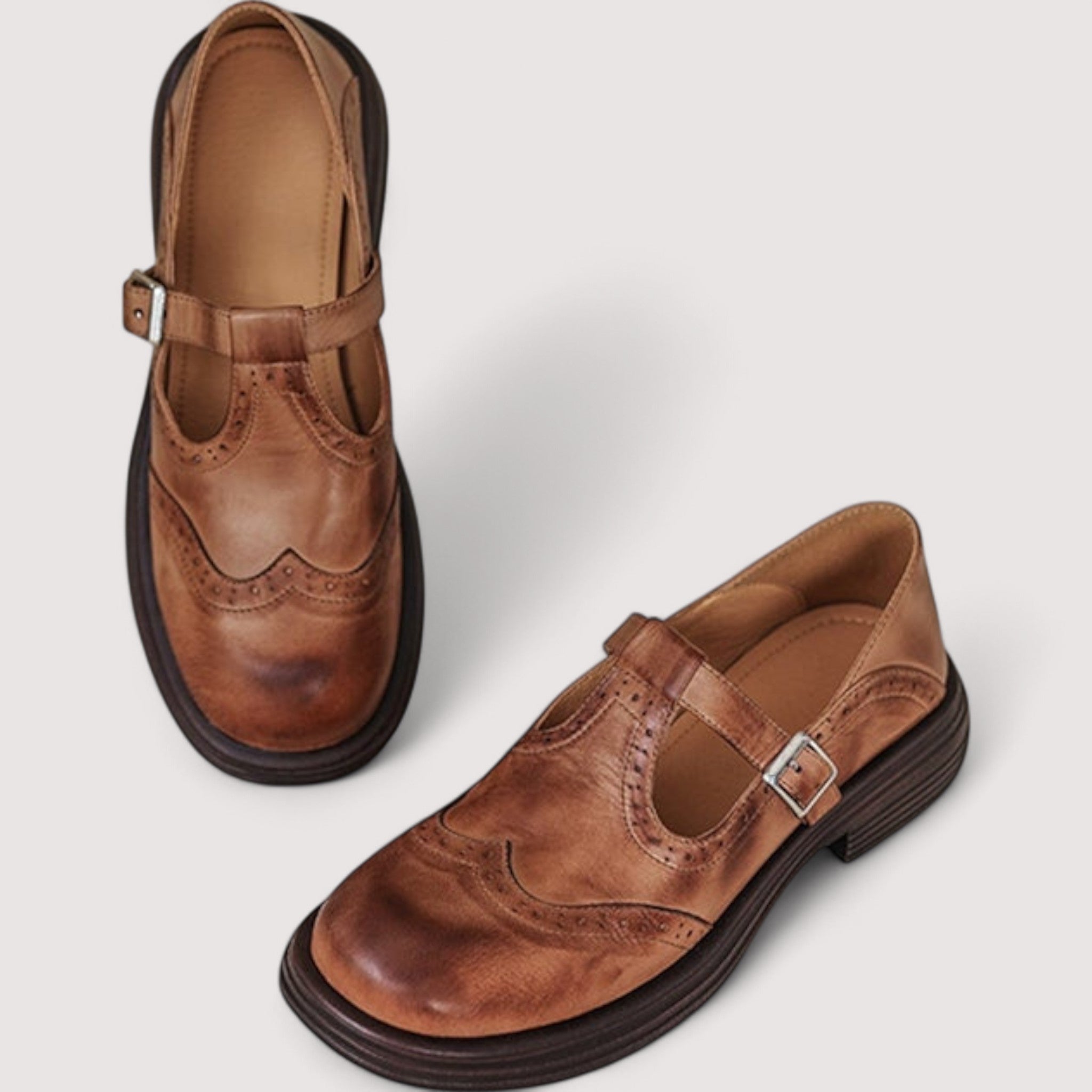 Florence comfortabele mary janes in bruin