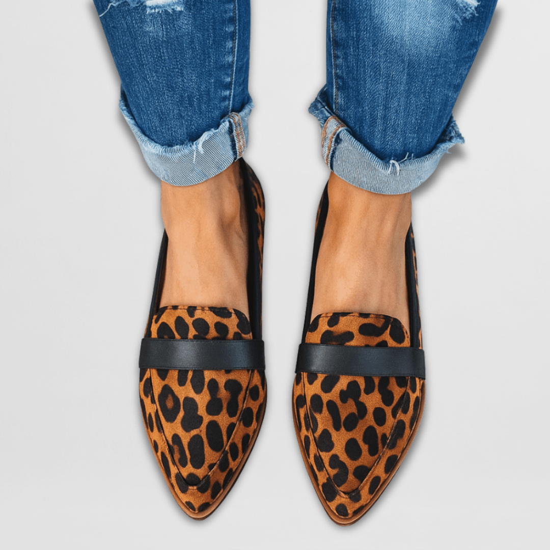 Helen zachte loafers met luipaardprint