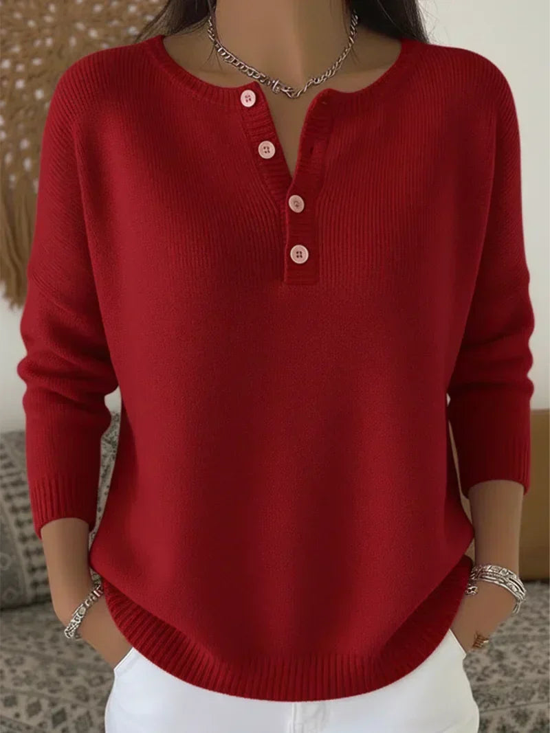Helena gebreide trui met henley-knoopsluiting