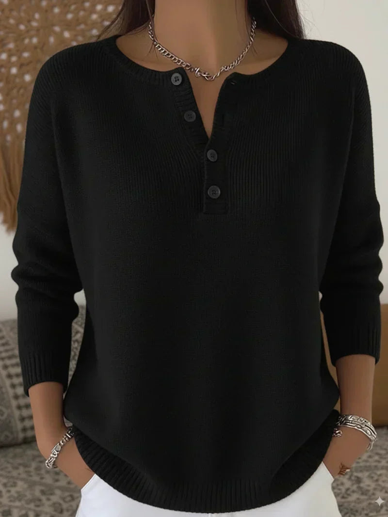 Helena gebreide trui met henley-knoopsluiting