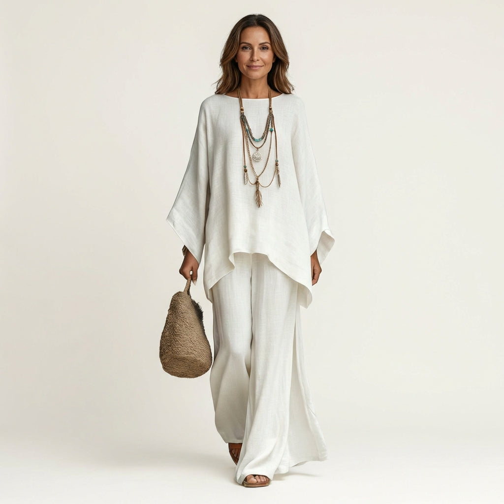 Mette tweedelige set met wijde tuniek en broek