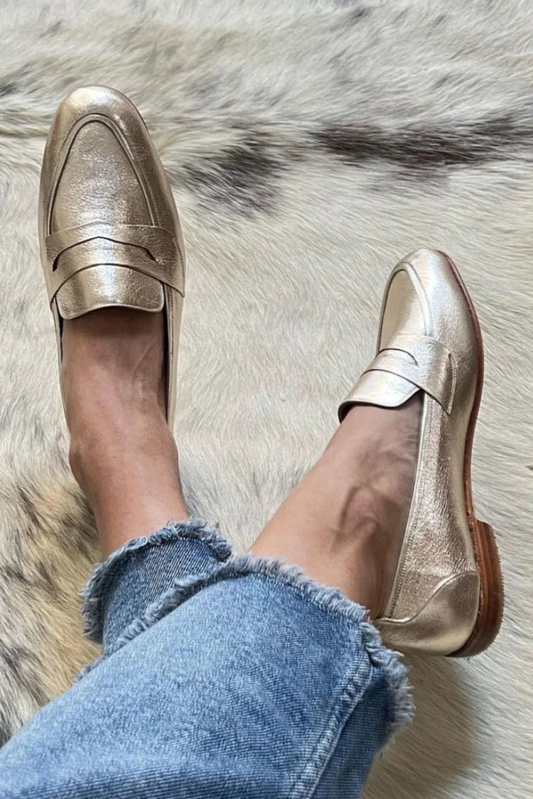 Hillary patchwork loafers in goud met zilver