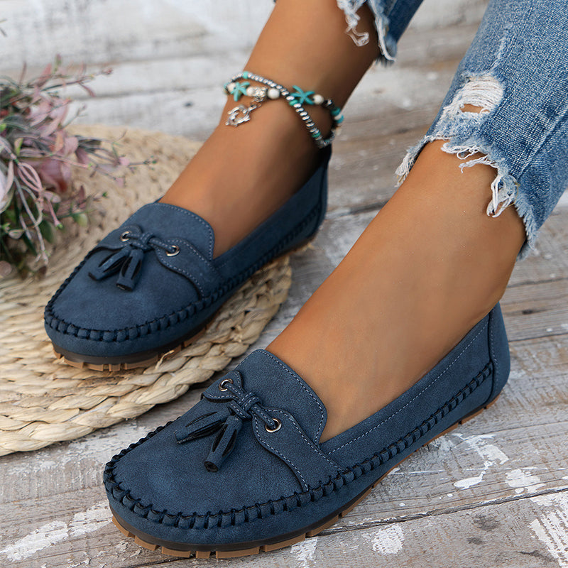 Ingrid vintage loafers in jeansblauw