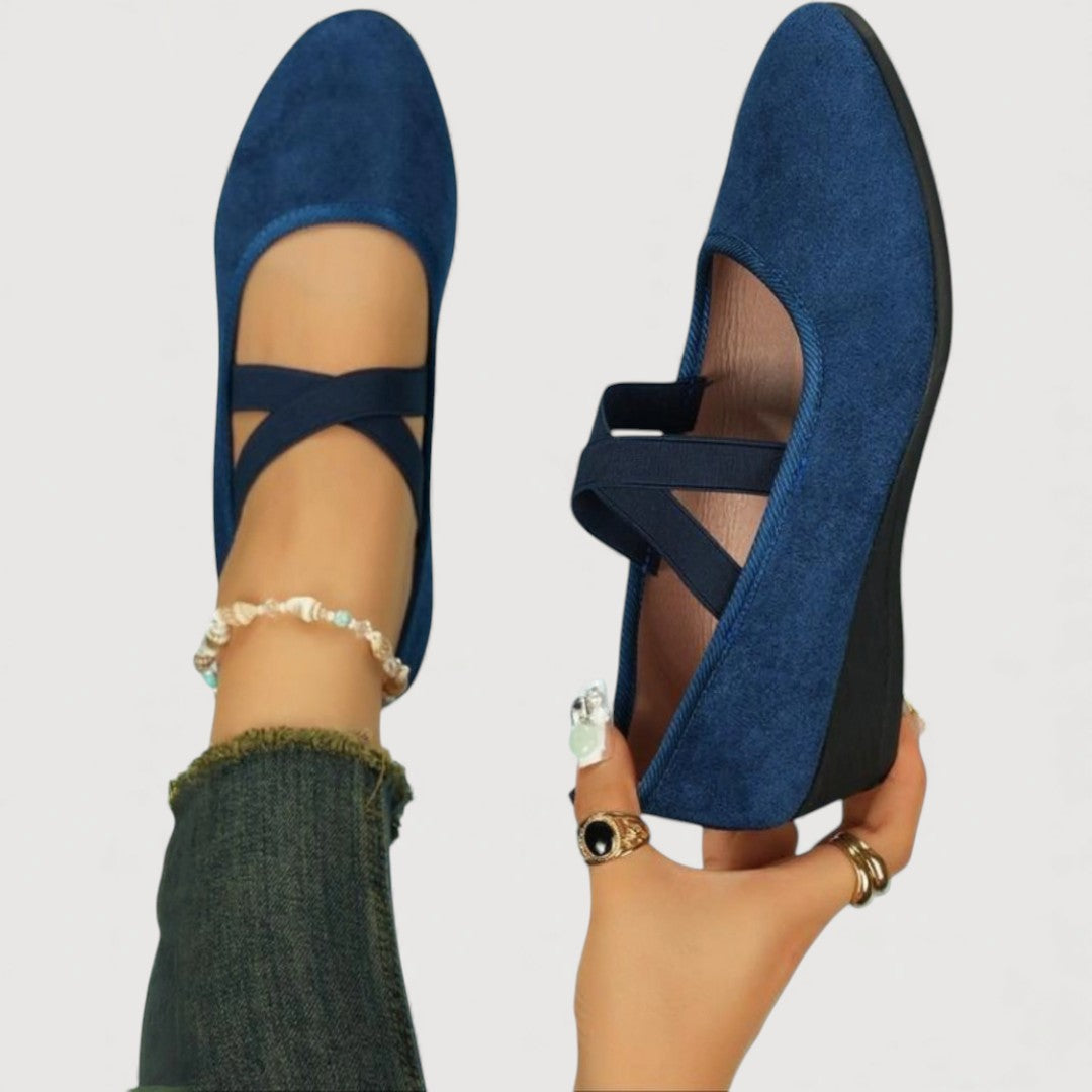 Livia elegante comfortabele ballerina's in marineblauw