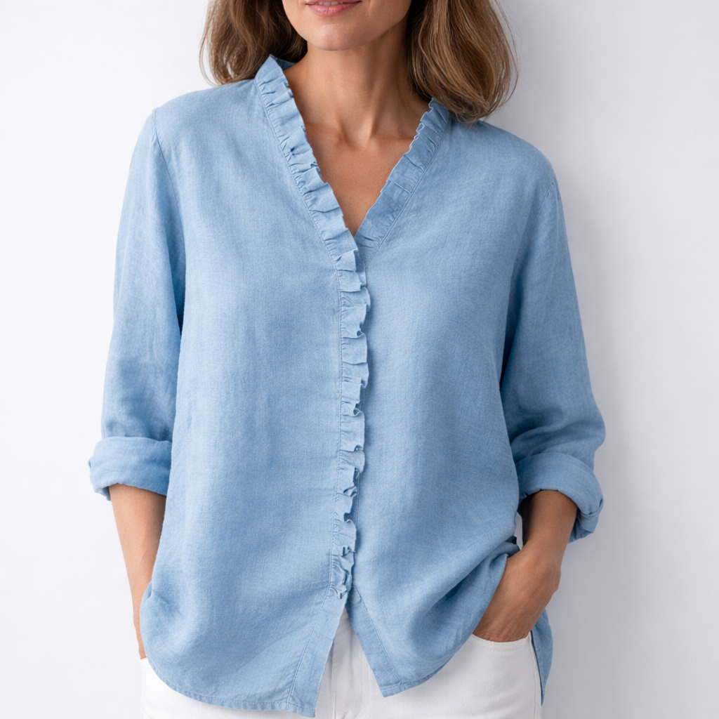 Luisa | Blouse met ruches en knoopsluiting