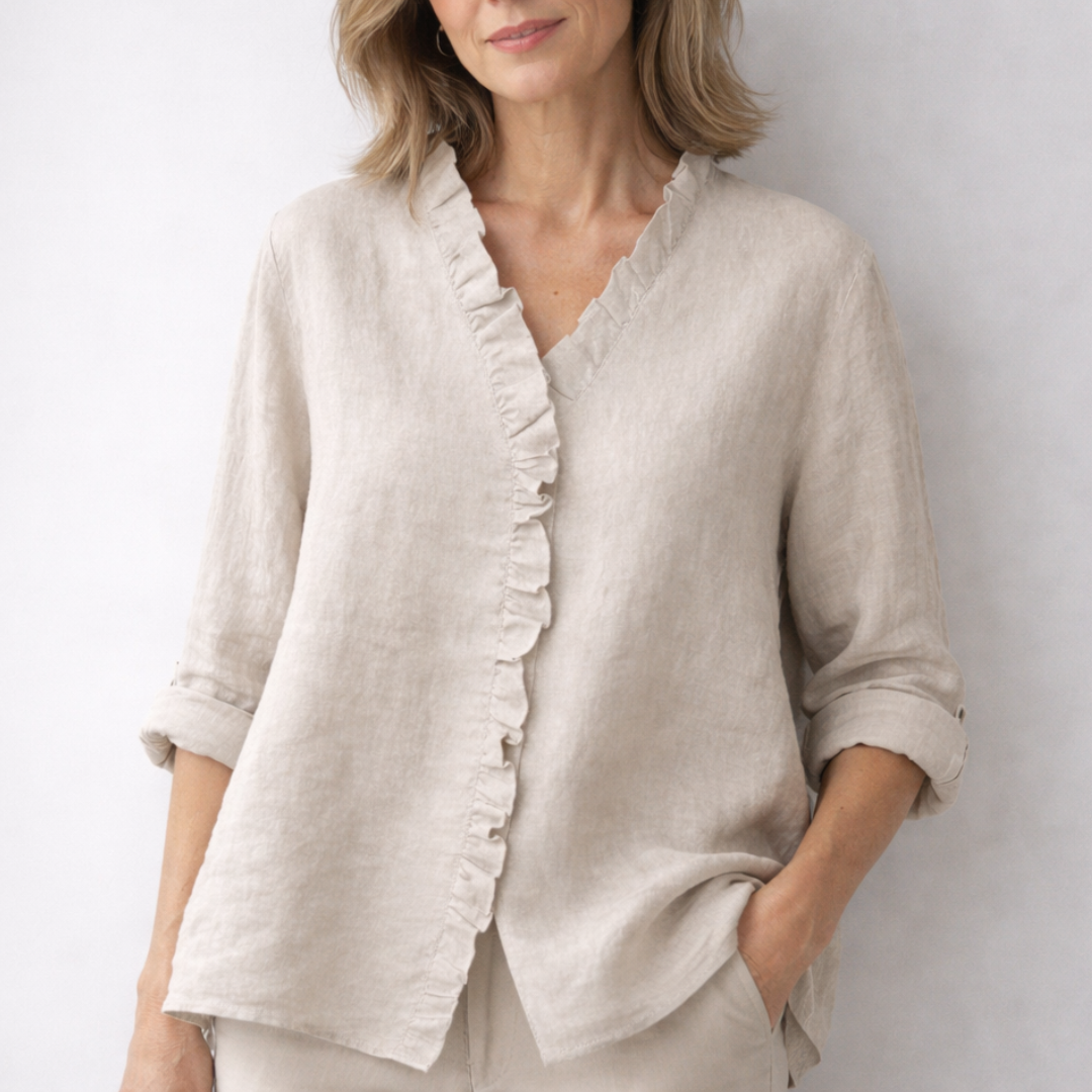 Luisa | Blouse met ruches en knoopsluiting