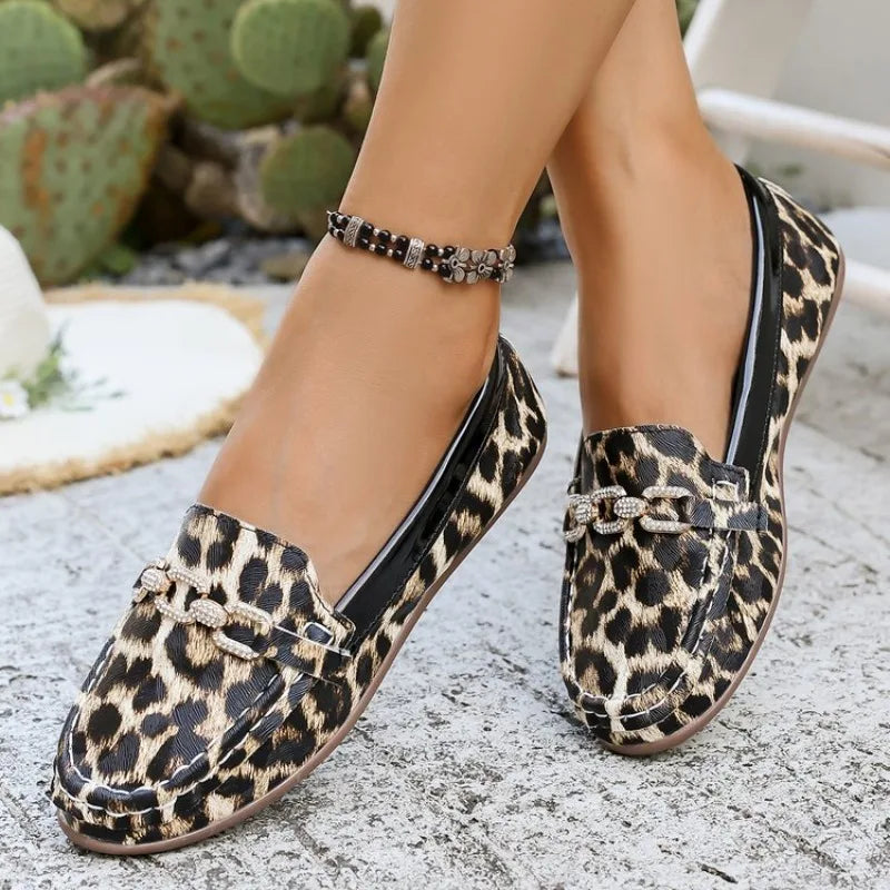 Luna wilde chique loafers met luipaardprint