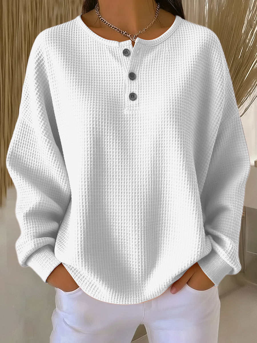 Milagros gewafelde henley-sweater