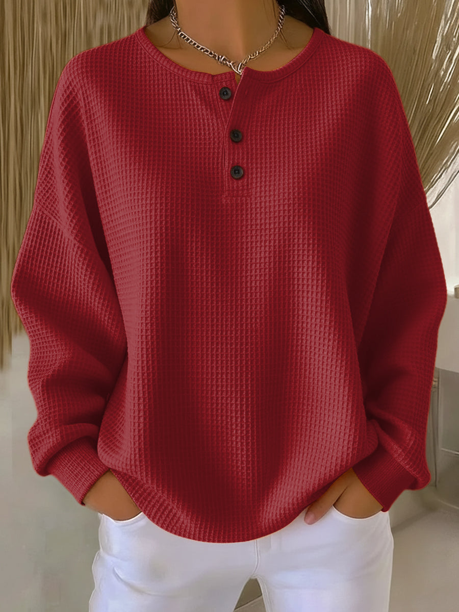 Milagros gewafelde henley-sweater