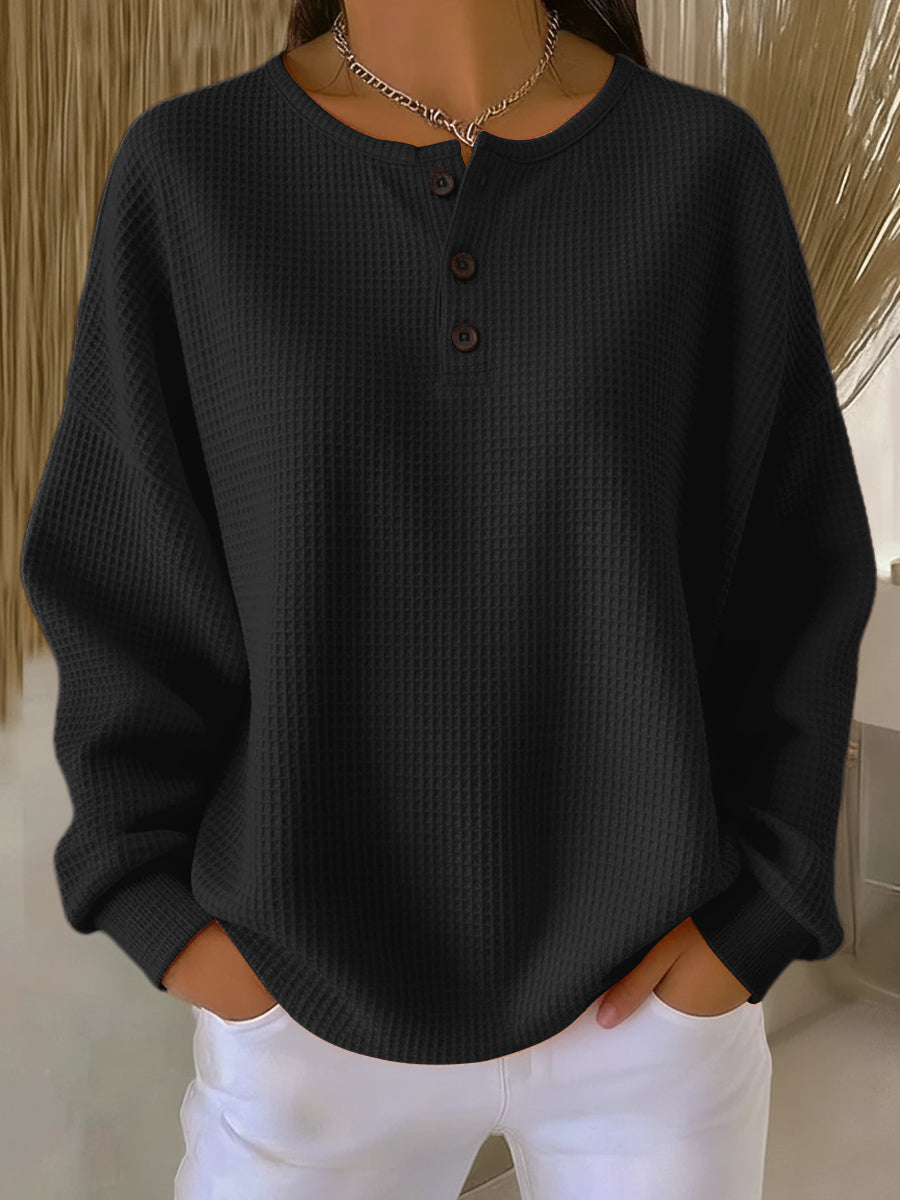 Milagros gewafelde henley-sweater