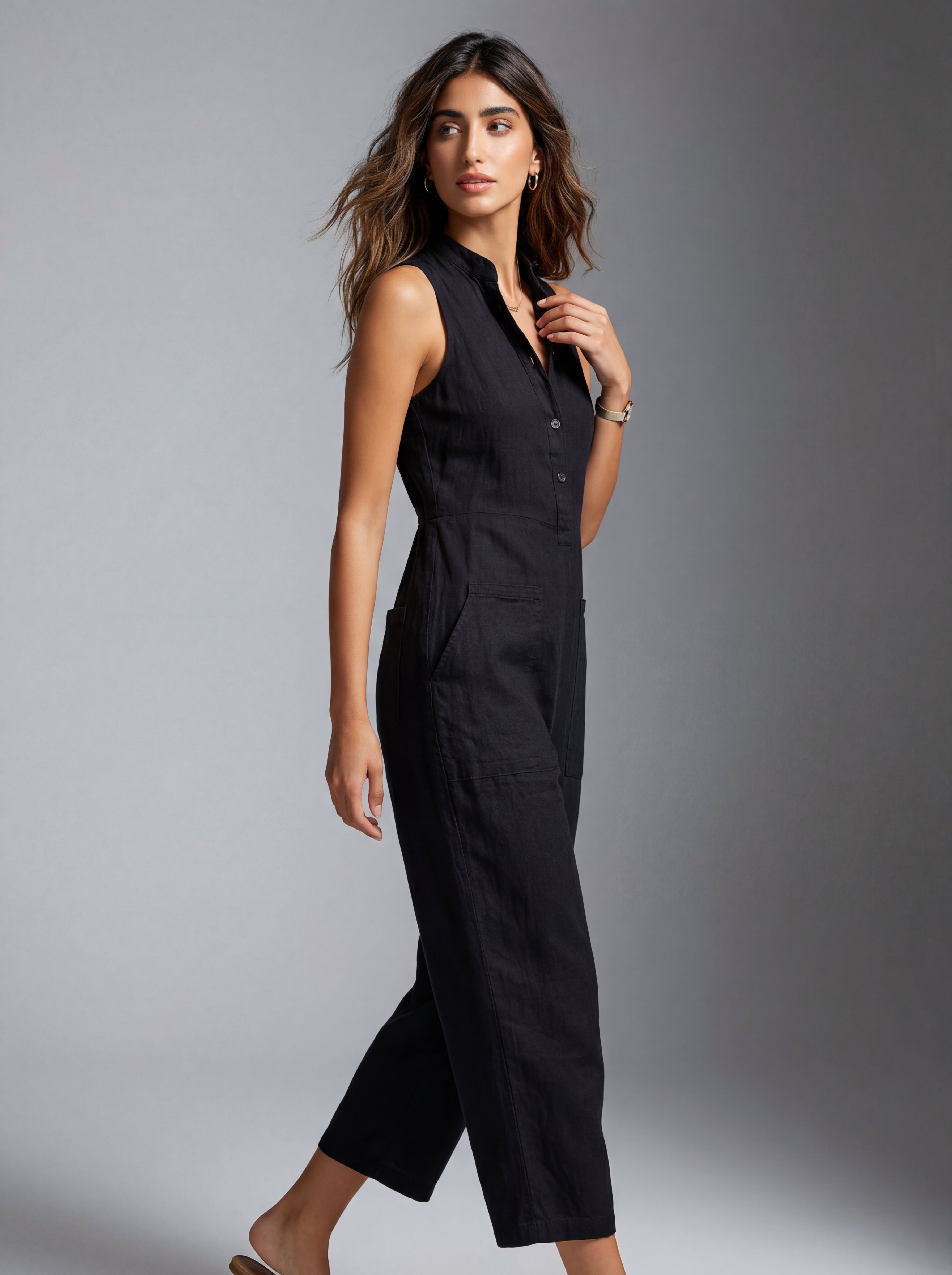 Minimalistische mouwloze jumpsuit