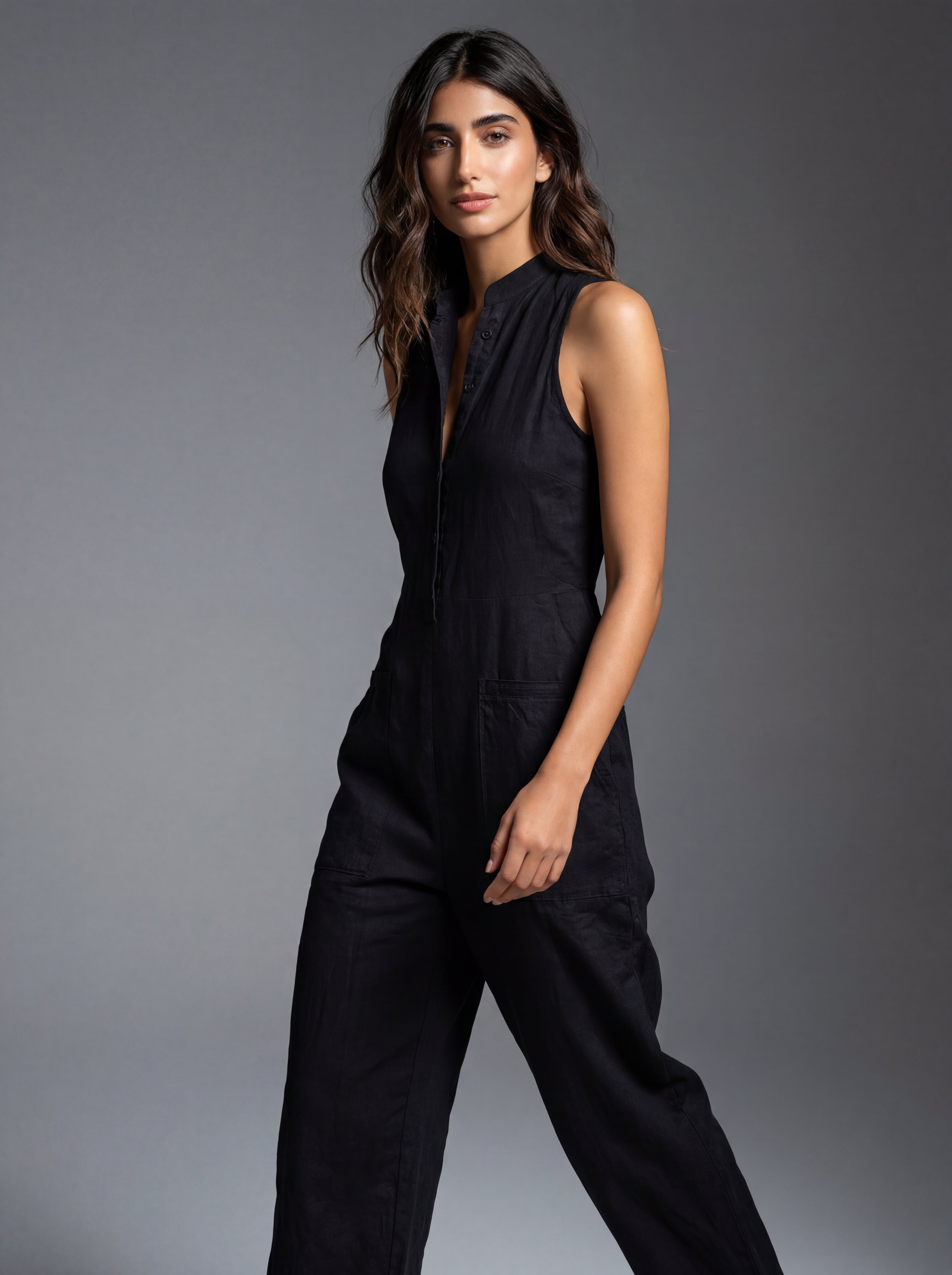 Minimalistische mouwloze jumpsuit