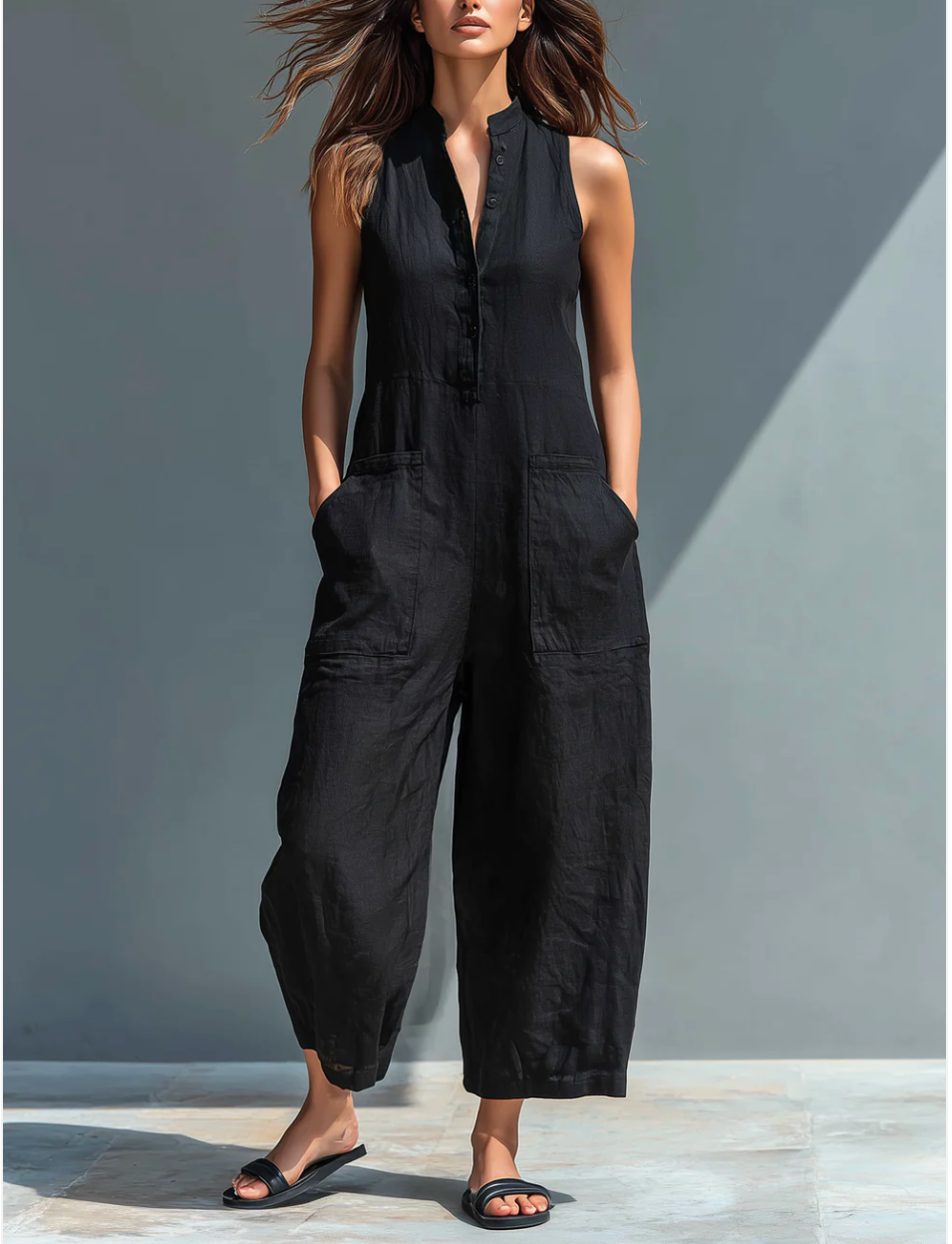 Minimalistische mouwloze jumpsuit